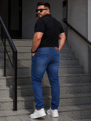 Calça Masculina Jeans Sarja Plus Size Slim Tamanhos Grandes
