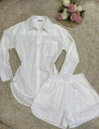 Conjunto Fêmea Linho Camisa E Short Forro Premium Importado