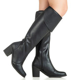 Bota Feminina Gigil Over The Knee Montaria Salto Alto Bloco