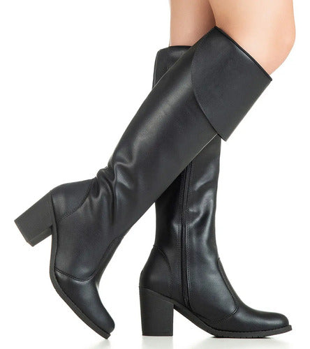 Bota Feminina Gigil Over The Knee Montaria Salto Alto Bloco
