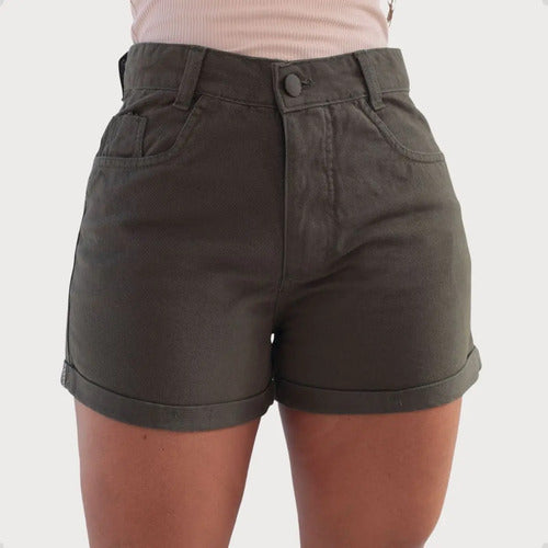 Short Jeans Feminino Casual Confortável Cintura Alta Verão