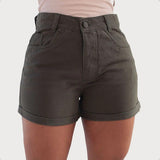 Short Jeans Feminino Casual Confortável Cintura Alta Verão