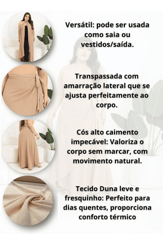 Saia Plus Size Moda Evangélica Envelope Godê Regulável