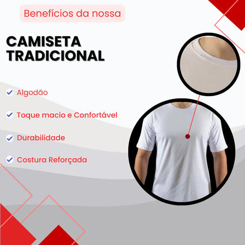 Kit 6 Camisetas Premium Brancas 100% Algodão Premium