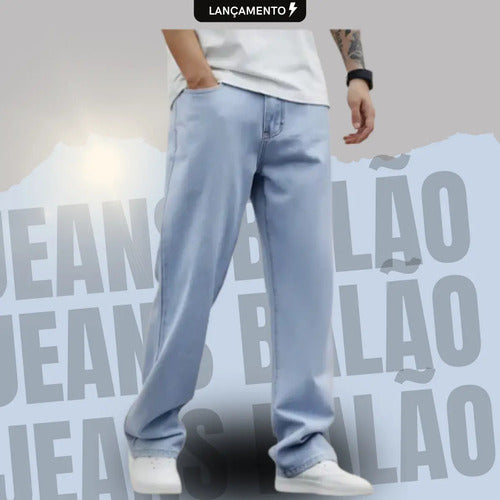 Calça Bag Masculina Jeans Balão Casual Moderna Estilo Larga