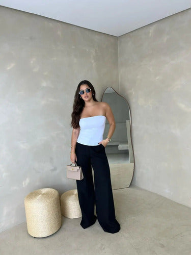 Top Tube Poliamida Forrada Tomara Que Caia Cropped Moda