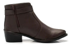 Bota Feminina Cano Curto Salto Baixo Fivela Casual Moderna