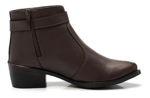 Bota Feminina Cano Curto Salto Baixo Fivela Casual Moderna