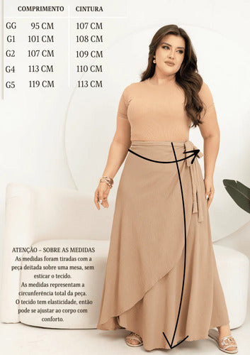 Saia Plus Size Moda Evangélica Envelope Godê Regulável
