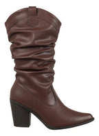 Bota Feminina Slouch Western Enrugado Bico Fino Country