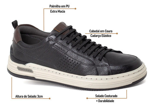 Sapatênis Masculino Democrata Denim Mike Casual Couro