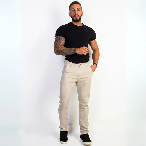 Calça Sarja Social Masculina Esporte Fino Com Elastano