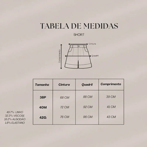 Short Feminino Alfaiataria Bolsos Cintura Alta Tendência