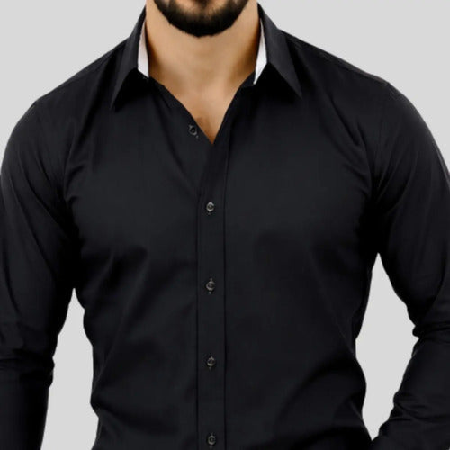 Kit 2 Camisa Social Masculina Slim Fit Manga Longa Oferta