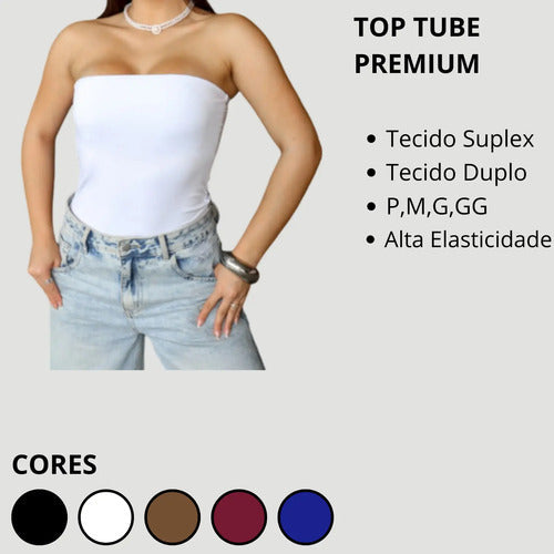Blusa Top Faixa Tube Cropped Tomara Que Caia Duplo Suplex