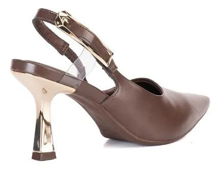 Scarpin Slingback Bebecê Salto Geométrico Com Fivela