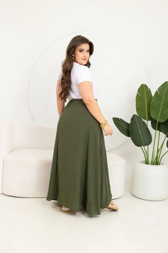 Saia Plus Size Moda Evangélica Envelope Godê Regulável