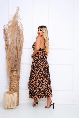 Conjunto Kit Saia Envelope Midi Longa Transpassada + Cropped