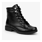 Bota Coturno Salto Baixo Aplicação Metal Preto