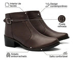 Bota Feminina Cano Curto Salto Baixo Fivela Casual Moderna