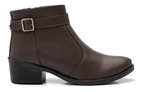 Bota Feminina Cano Curto Salto Baixo Fivela Casual Moderna
