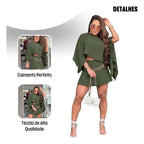 Conjunto Feminino Short Saia Blusa Frente Única Verão