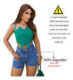 Short Jeans Feminino Premium Destroyde Cintura Alta Básico