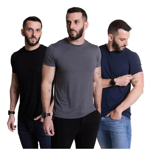 Kit 3 Camisetas Premium Minimalista Anti-amassado Slim Vs