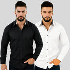Kit 2 Camisa Social Masculina Slim Fit Manga Longa Oferta