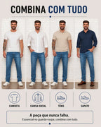 Calça Jeans Masculina Tradicional Corte Reto