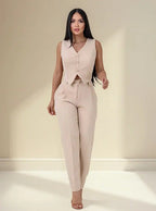 Conjunto Calça Skinny Com Colete Social Alfaiataria Feminino
