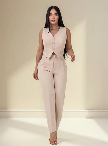 Conjunto Calça Skinny Com Colete Social Alfaiataria Feminino