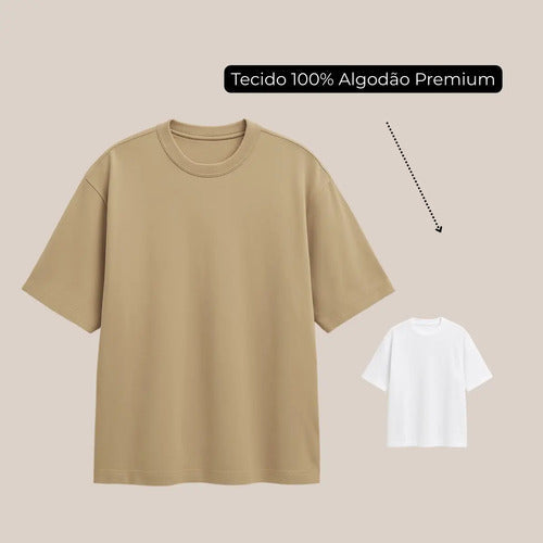 Kit 3 Oversized Masculina Stretwear Básica Lisa Premium
