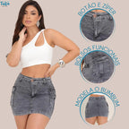 Saia Cargo Feminina Cintura Alta Com Lycra Moda  Estilosa