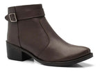 Bota Feminina Cano Curto Salto Baixo Fivela Casual Moderna