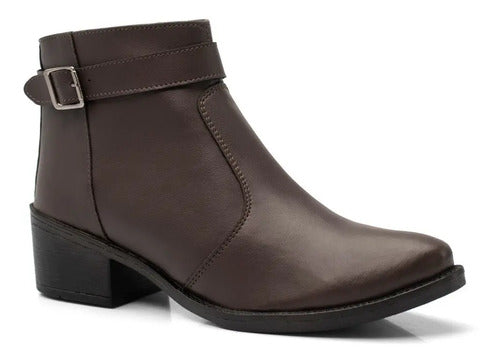 Bota Feminina Cano Curto Salto Baixo Fivela Casual Moderna