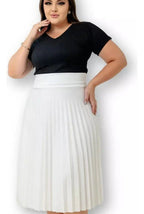 Saia Midi Plissada Lisa Moda Evangélica Tendencia Leve