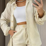 Conjunto Linho Feminino Camisa E Short Linha Premium