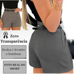 Kit 3 Shorts Alfaiataria Feminino Com Cinto Verão Lindo