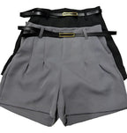 Kit 2 Short Alfaiataria Com Cinto Feminino Verão 2025