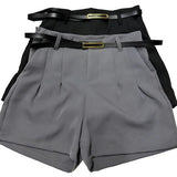 Kit 2 Short Alfaiataria Com Cinto Feminino Verão 2025