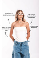 Top Tube Poliamida Forrada Tomara Que Caia Cropped Moda