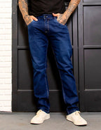Calça Jeans Masculina Azul Escuro Slim Com Elastano