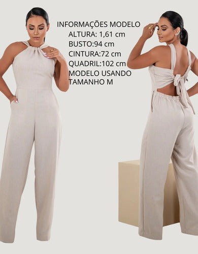 Macacão Longo Pantalona Elegante Festa Luxo Costas Ajustável