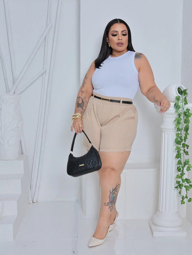 Shorts Alfaiataria Plus Size Social Modelador Verão