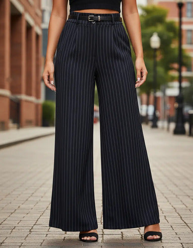 Conjunto Feminino Calça Pantalona E Blazer Alfaiataria