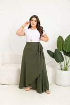 Saia Plus Size Moda Evangélica Envelope Godê Regulável