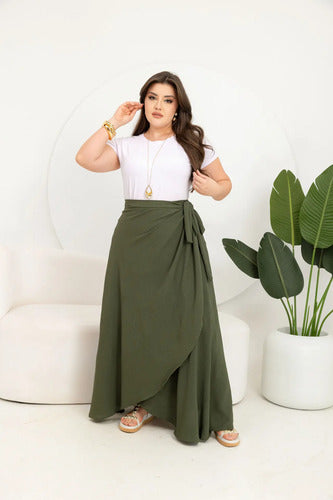 Saia Plus Size Moda Evangélica Envelope Godê Regulável