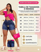Short Jeans Plus Size Cintura Alta Lycra Levanta Bumbum