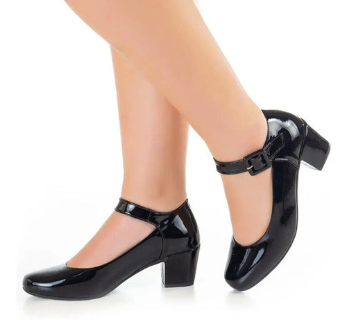 Scarpin Salto Grosso Sapato Boneca Confort Sapato Retrô Moda